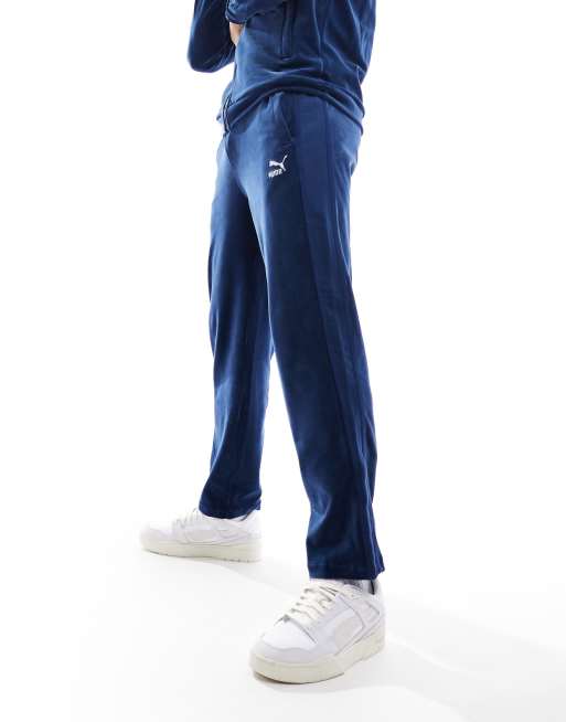 Puma T7 velour track pants in persian blue