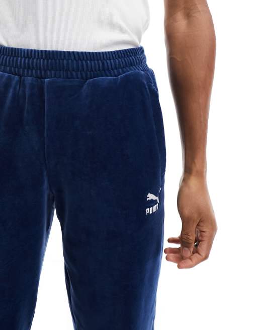 Puma T7 velour track pants in persian blue