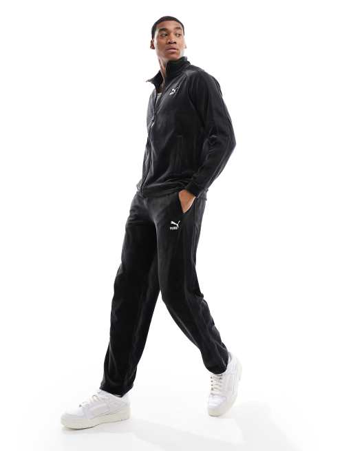 Puma T7 velour track pants in puma black