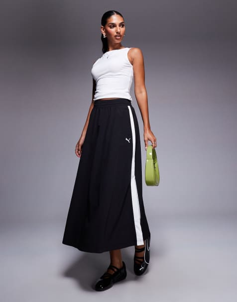 Puma T7 woven midi skirt in puma black - view 1