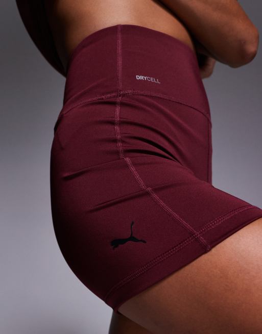 PUMA Tad Essential high waisted 5" training legging shorts in burgundy, 3 of 5