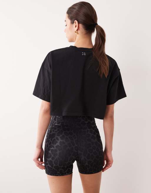 Puma Tad Essentials 5"" shorts in black leopard print, 5 of 5