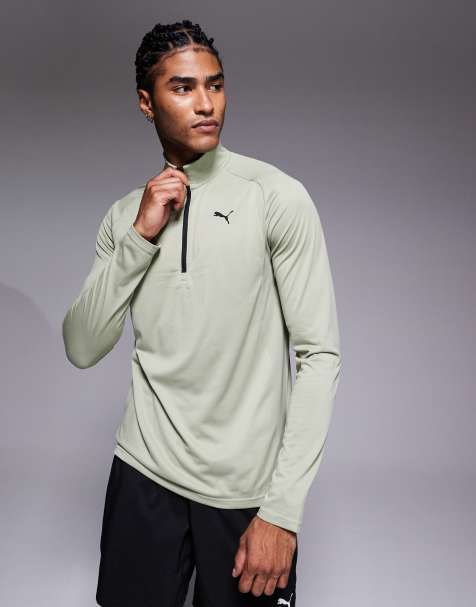 Puma Tad Tech Fabric Mix 1/4 zip training top in green - view 1