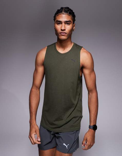Puma Tad tech triblend sleevless tank top in dark olive - view 1
