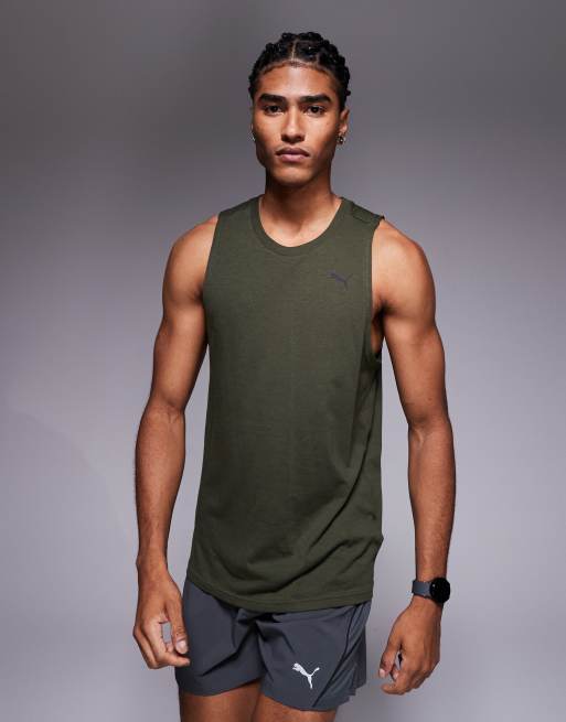 Puma Tad tech triblend sleevless tank top in dark olive