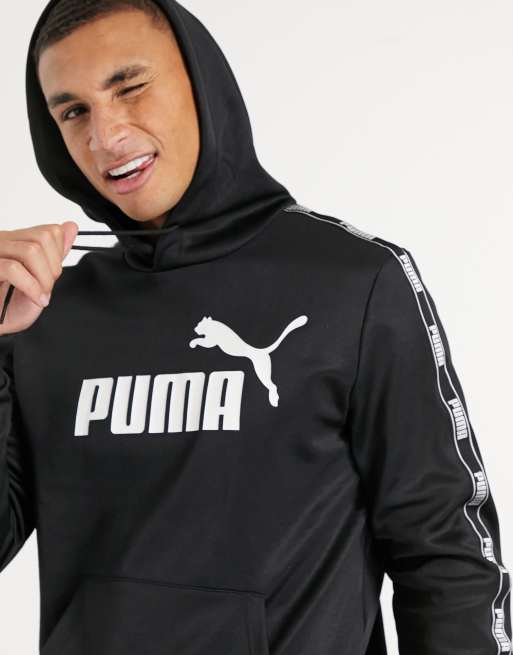 Puma taped hoodie sales in black