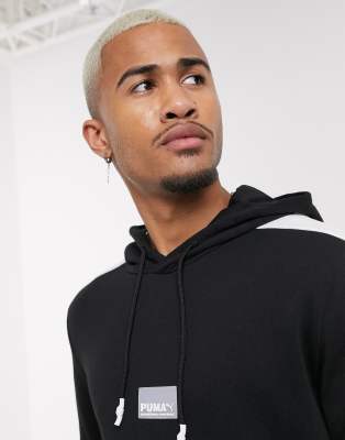 puma taped hoodie in black