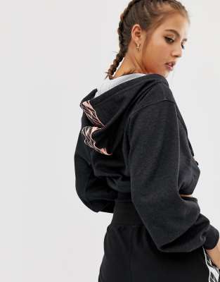 puma taped hoodie in black