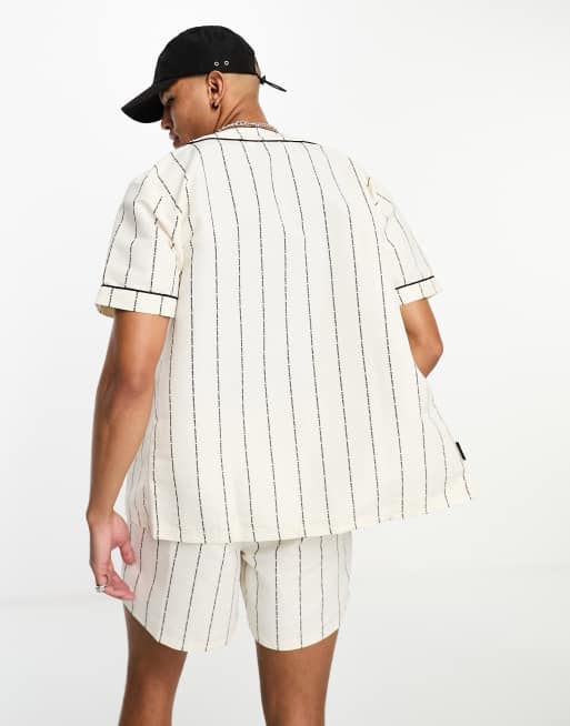 Plus Boxy Fit Striped Jersey Baseball Shirt