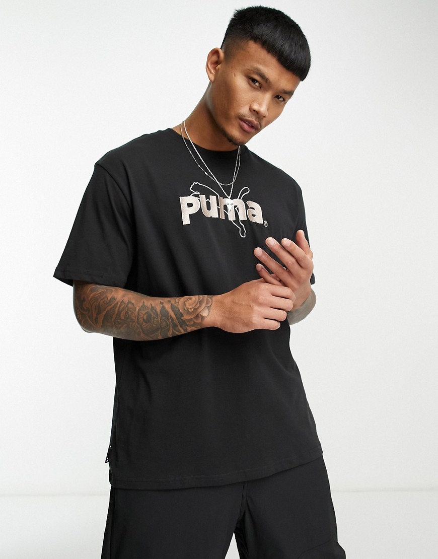 Puma Team chest print t-shirt in black
