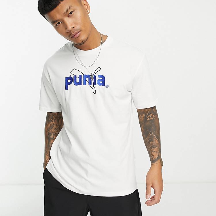 Puma Team chest print t-shirt in white | ASOS
