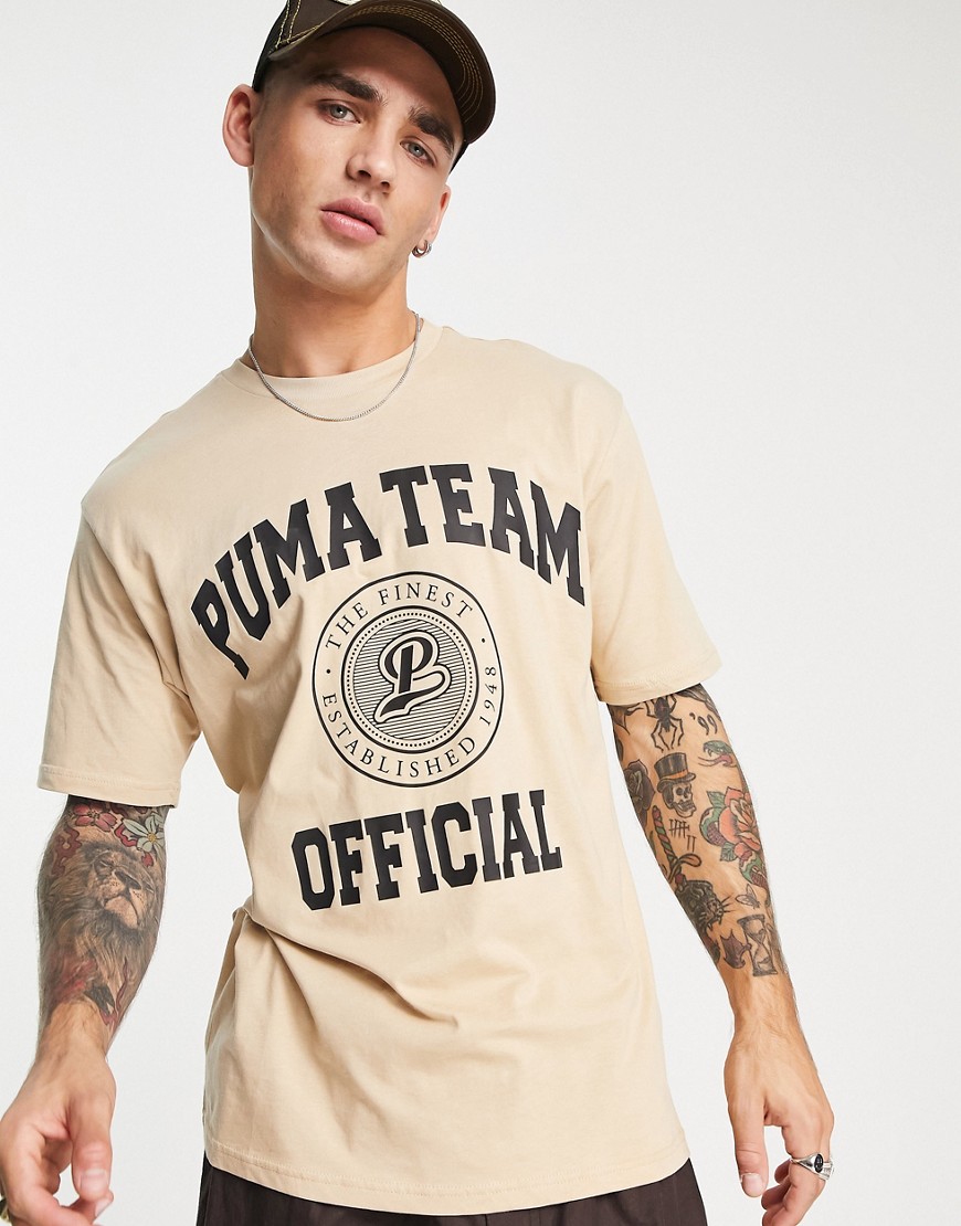 Puma team graphic t-shirt in beige-Neutral