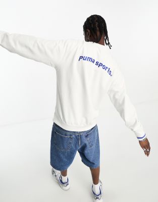 Puma Team Left Chest Logo Sweatshirt In White