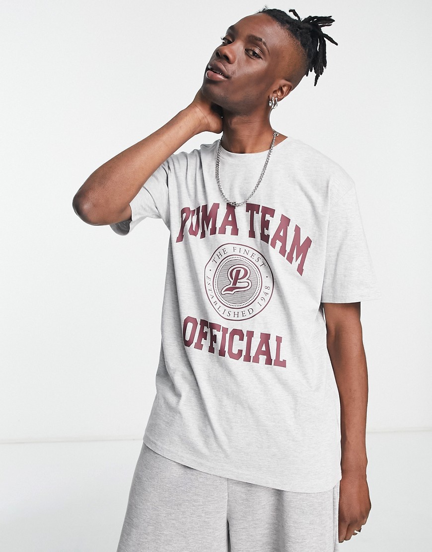 Puma Team T-shirt with varsity print in gray