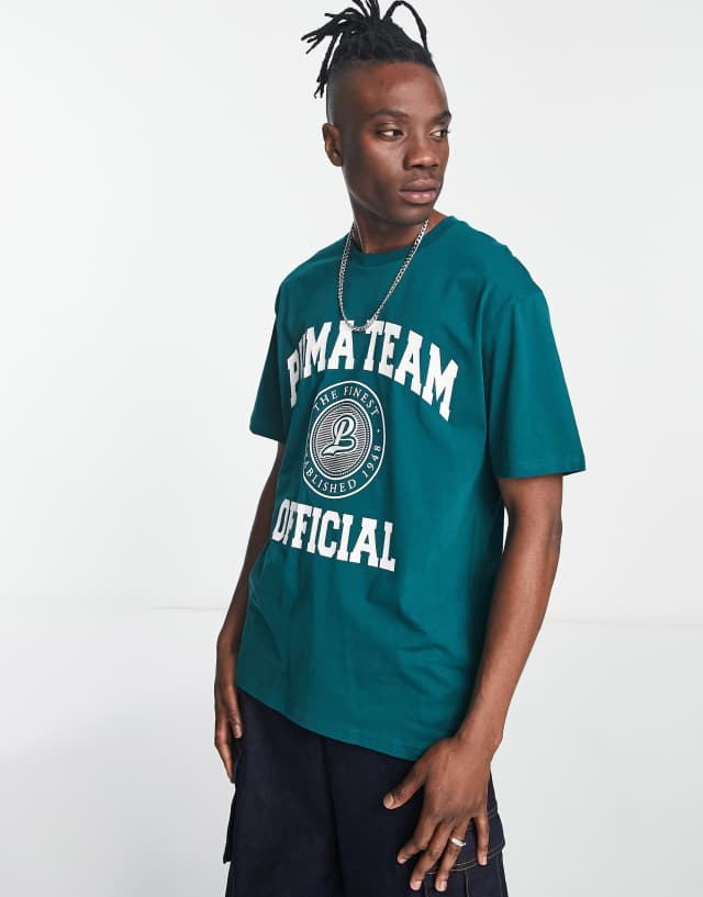 Puma Team t-shirt with varsity print in green