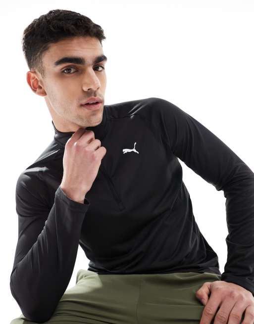 PUMA – Tech – Svart topp i funktionellt material med kvartslång dragkedja