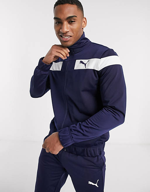Puma techstripe tricot tracksuit in peacoat navy | ASOS