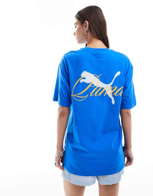 PUMA Terrace – Niebiesko-żółty T-shirt z nadrukiem na plecach, 4 z 4