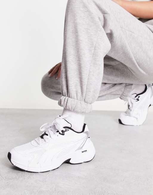 PUMA Teveris Nitro metallic sneakers in white with silver detail