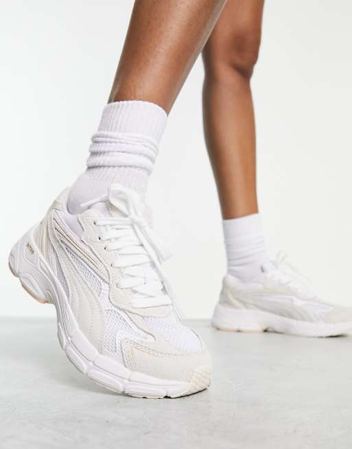 PUMA Teveris Nitro sneakers in white silver and orange