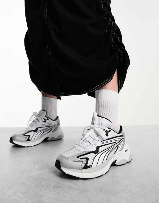 Black and silver puma hot sale shoes