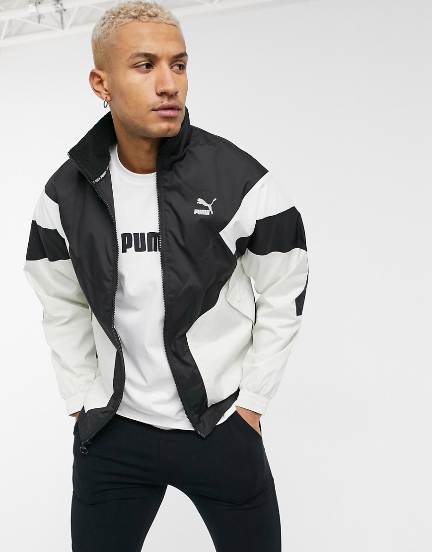 Puma TFS zip track top in white and black