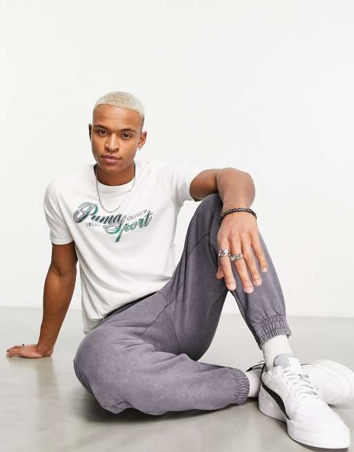 PUMA timeless athletics graphic T-shirt in white | ASOS