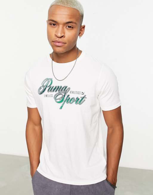 PUMA timeless athletics graphic T shirt in white