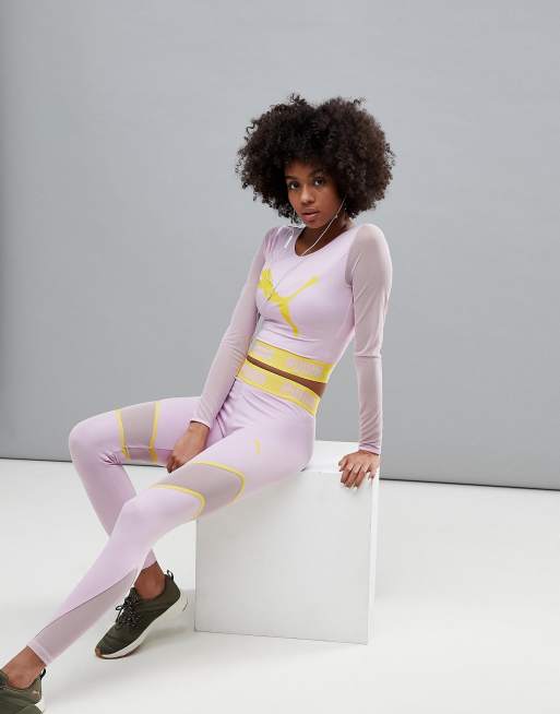 Puma Top sportivo a maniche lunghe in tessuto a rete lilla In