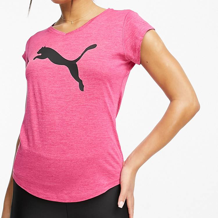 Puma Train Favourites heather cat t-shirt in pink - PINK | ASOS