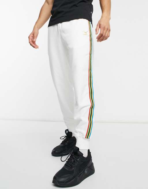 Puma logo clearance stripe drawstring sweatpants