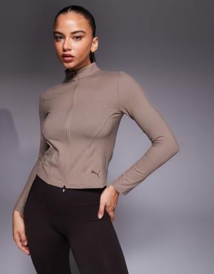 PUMA - Train - Oberteil in Braun mit durchgehendem Reißverschluss und regulärer Länge-Brown