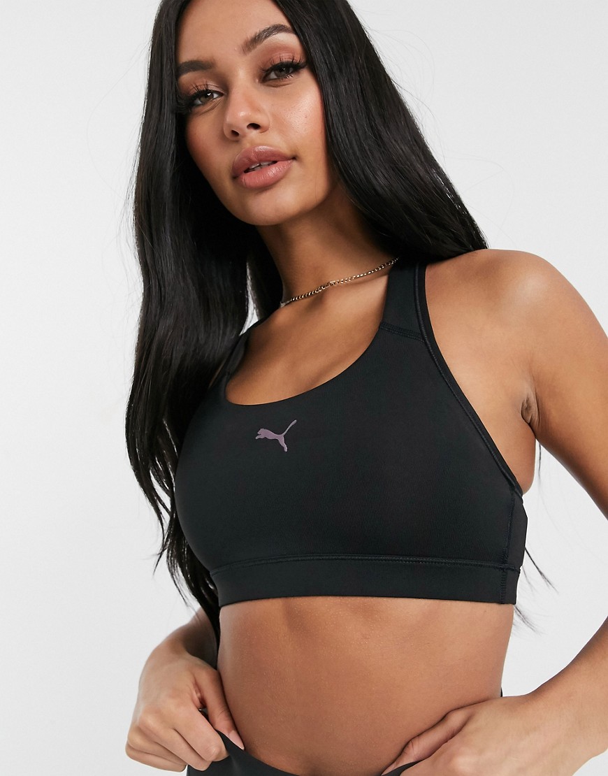 Puma Training 4 Keeps mid support sports bra with small logo in black