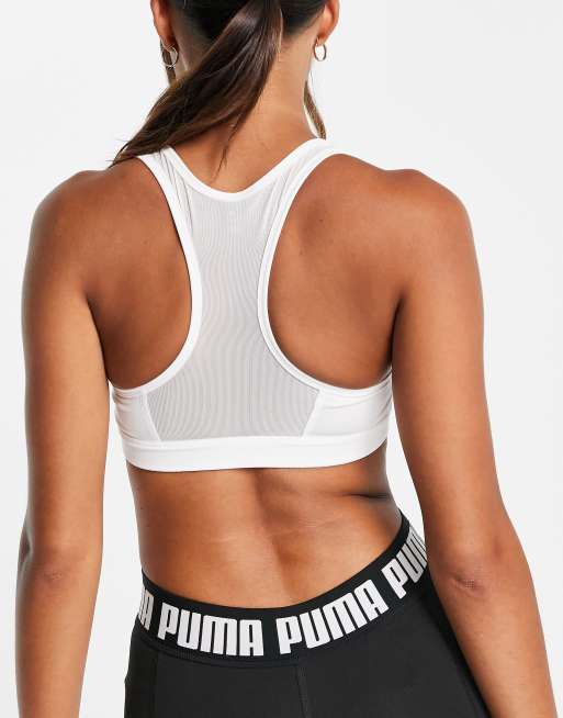 Puma Training 4 Keeps mid support sports bra in white