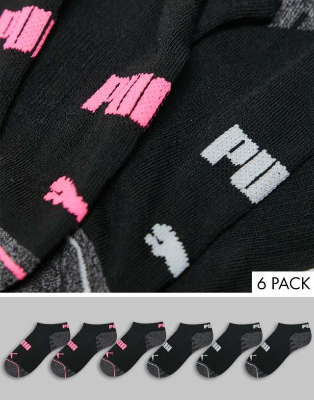 PUMA Training 6 pack low cut socks in black