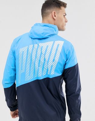 Puma training colour block windbreaker jacket in blue