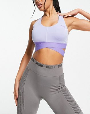 Puma Training Desert banded high support sports bra in lilac