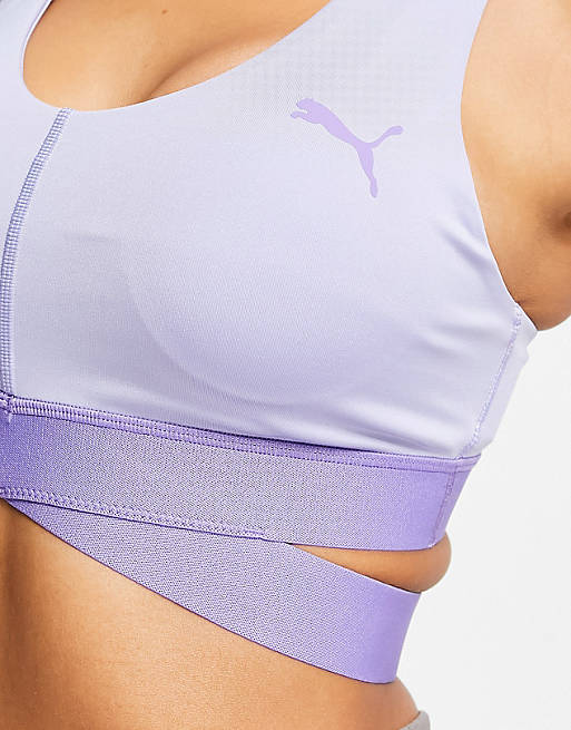 PUMA Training Desert banded high support sports bra in lilac