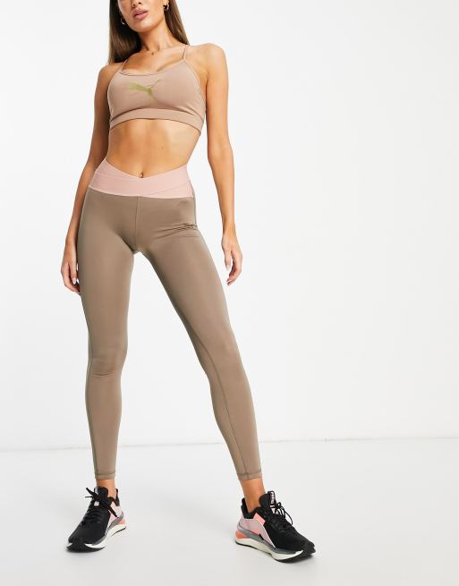 PUMA Training Desert banded leggings in brown