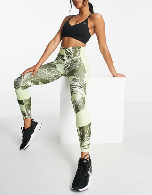 Women's PUMA High Waist 7/8 Leggings in Gray/Green size XL