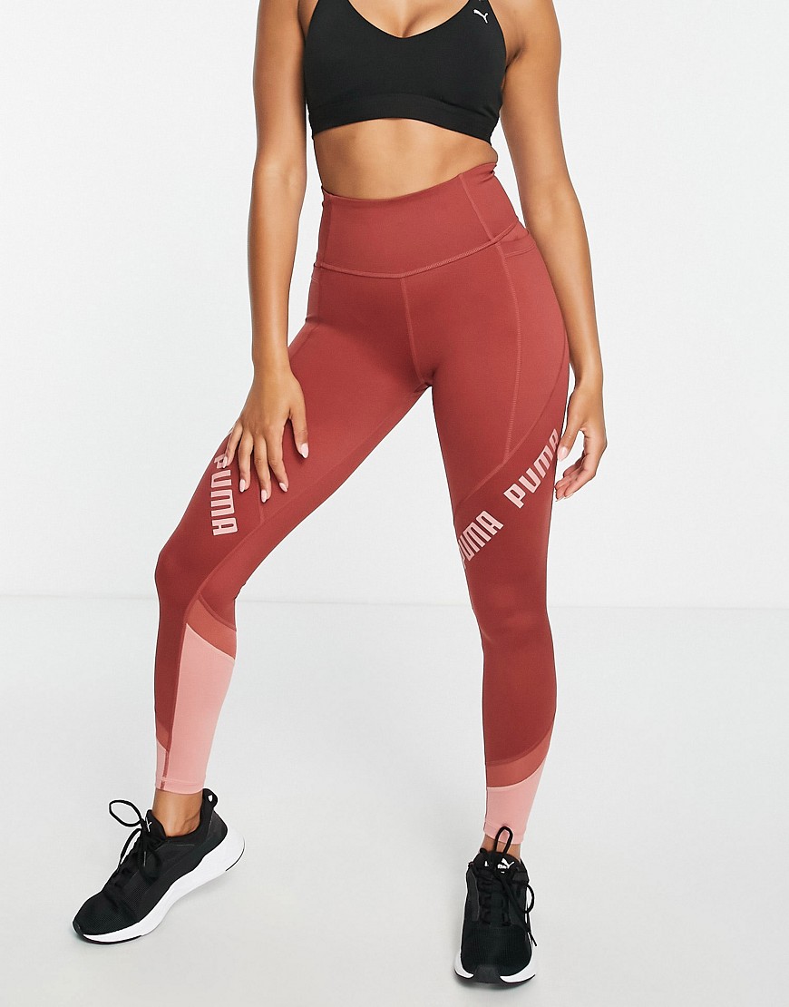 Puma Training Eversculpt high waisted 7/8 leggings in red and pink