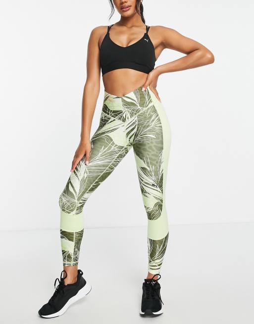 PUMA Training - Eversculpt - Højtaljede 7/8-leggings med grønt palmeprint