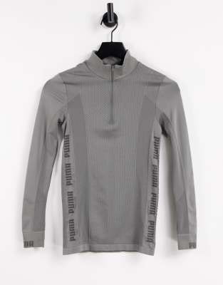 Puma Training Evoknit seamless 1/4 zip top in charcoal grey - ASOS Price Checker