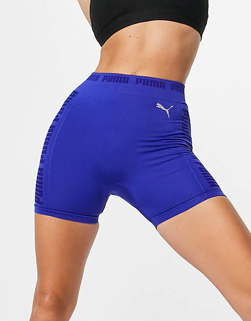 Puma Training Evoknit seamless 5 inch shorts in cobalt blue