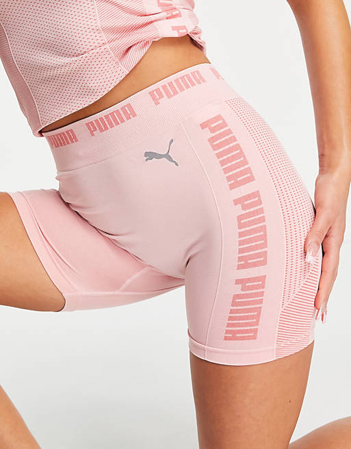 Puma Training Evoknit seamless 5 inch shorts in soft pink