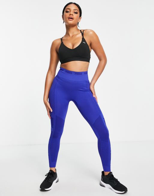 Puma Training Evoknit seamless leggings in cobalt blue