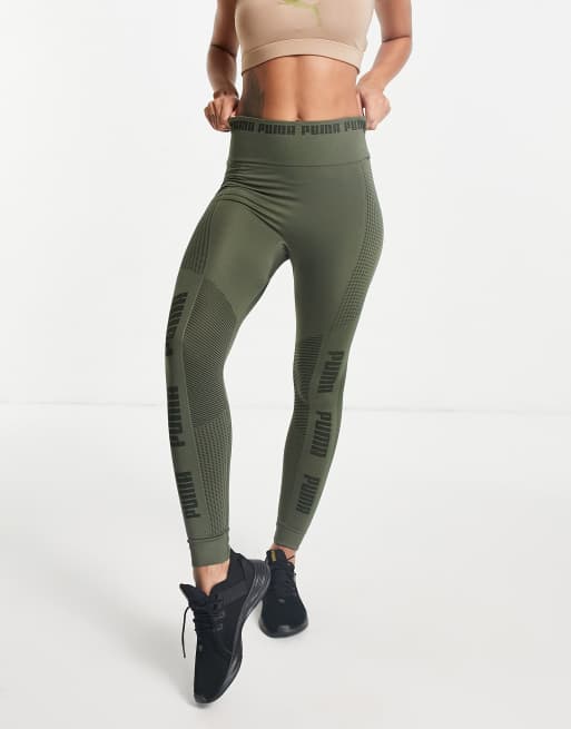 Puma Training Evoknit seamless leggings in dark green