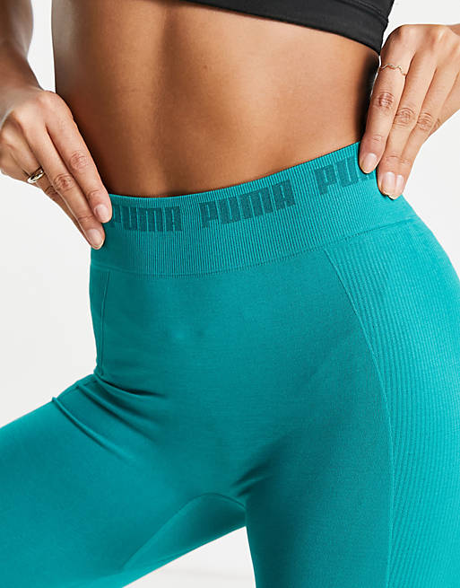 PUMA Training EvoKnit seamless leggings in green