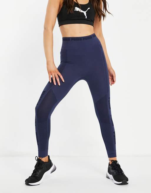 Puma Training Evoknit seamless leggings in navy | ASOS