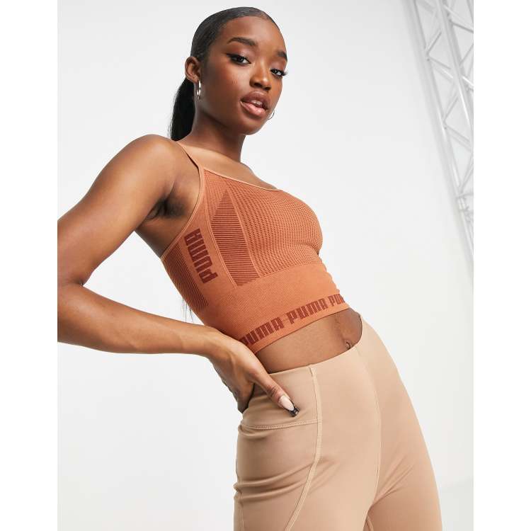 PUMA Training Evoknit seamless light support crop top in
